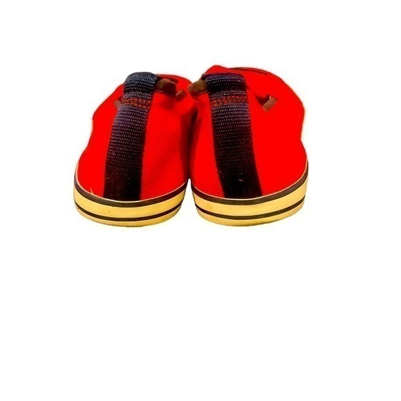 TORY BURCH RED CANVAS WITH NAVY LOGO SLIDES! EXCELLENT CONDITION size 10 - Picture 4 of 5